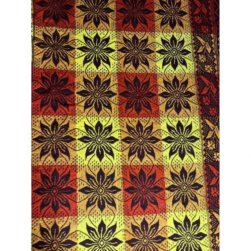 Vintage Polish Folk Wool Blanket Jacquard Floral Geometric Throw. Boho. Autumn.